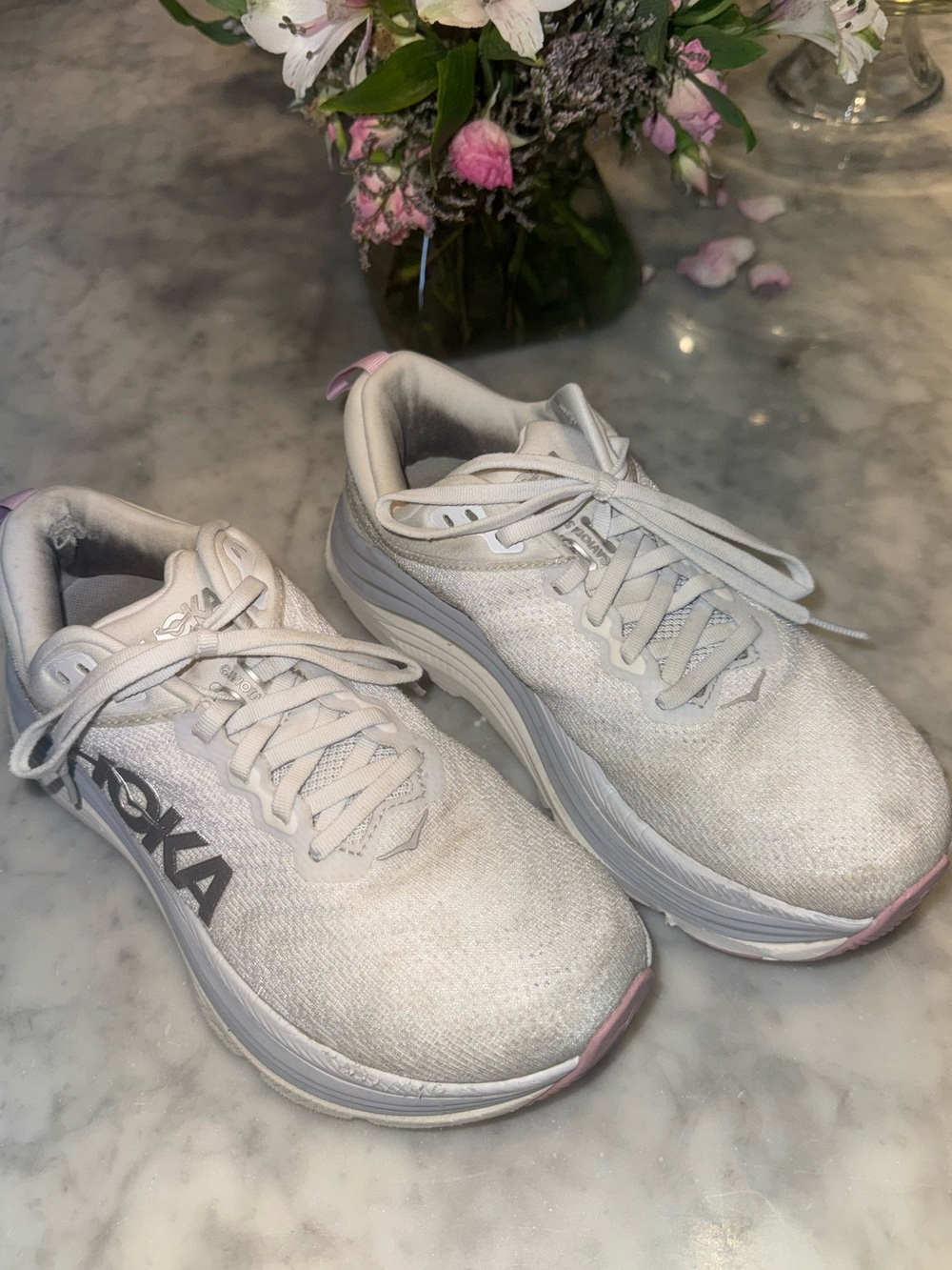 HOKA Women's Gaviota 5 Running Shoes - Sea Ice/ Pink Twilight - Picture 4 of 9